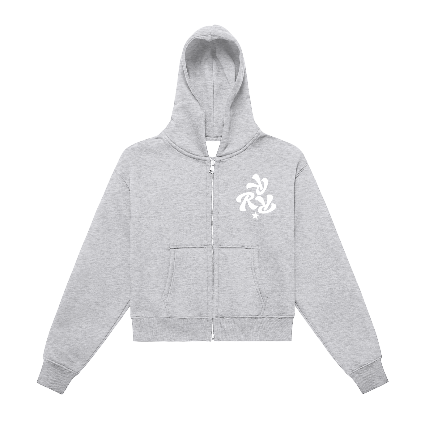 Three R Star Cropped Hoodie Zip-Up