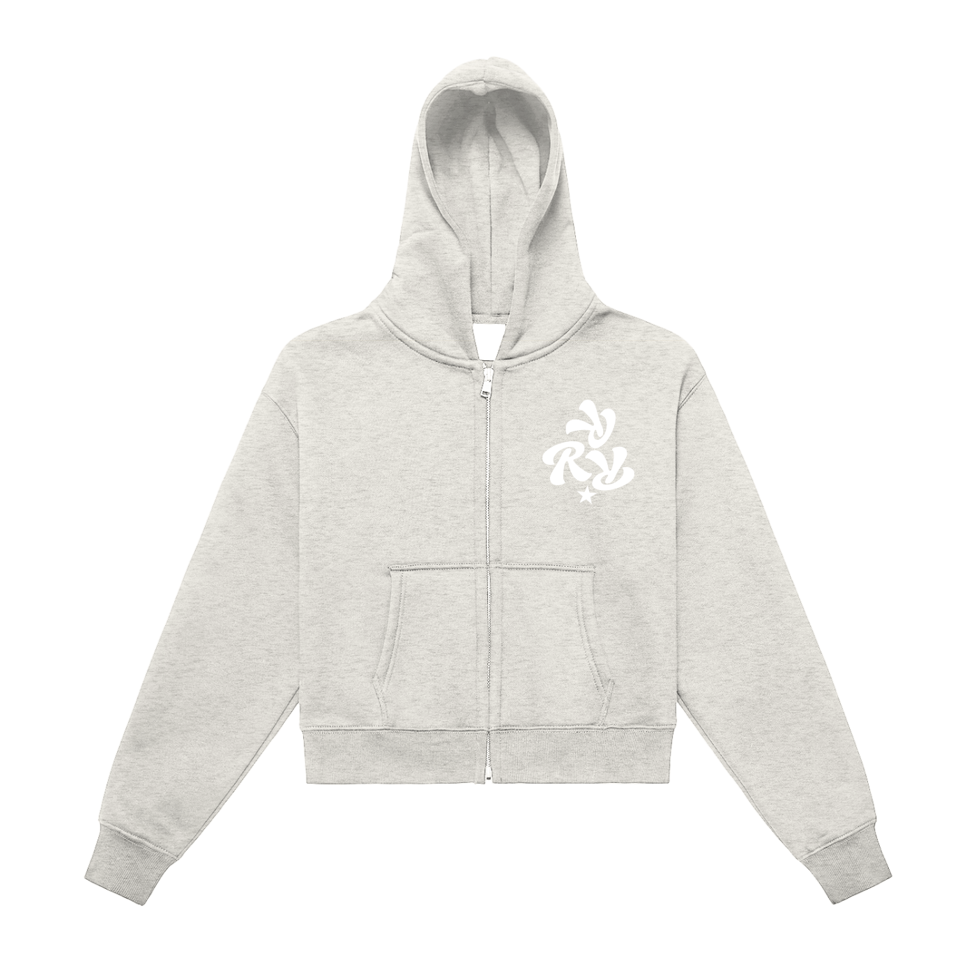 Three R Star Cropped Hoodie Zip-Up