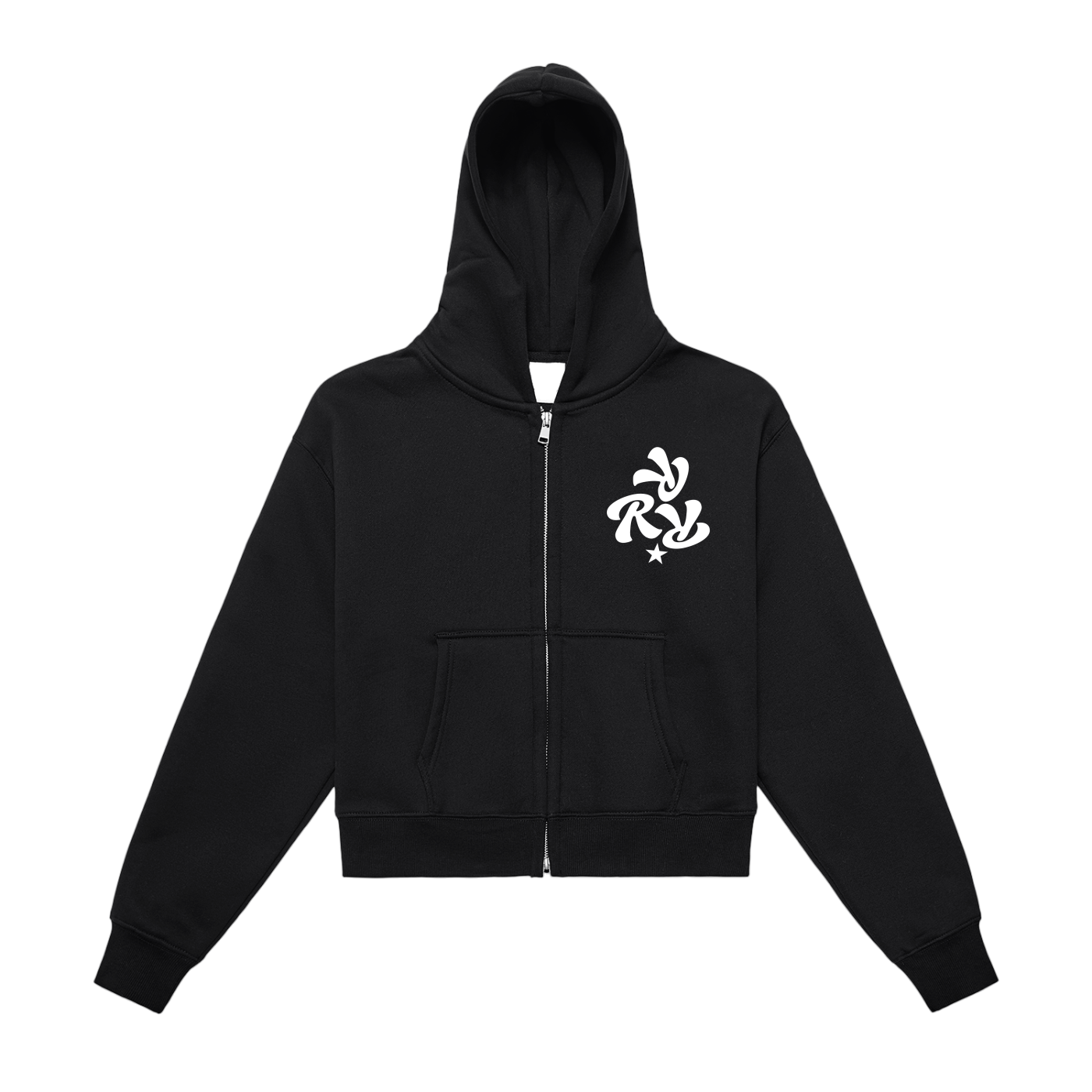 Three R Star Cropped Hoodie Zip-Up